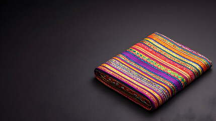 Colorful Striped Textile On Dark Background