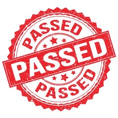 PASSED text on red round stamp sign