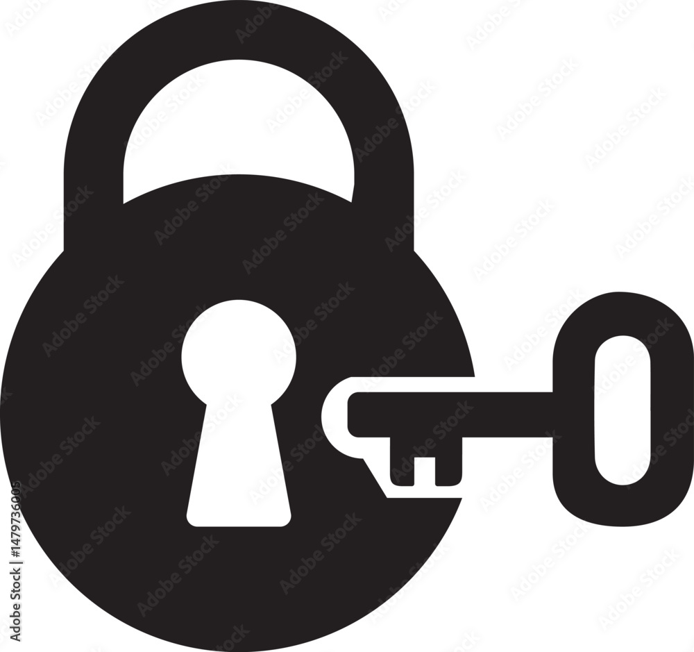 Poster a secure vector lock and key symbol for web safety and protection