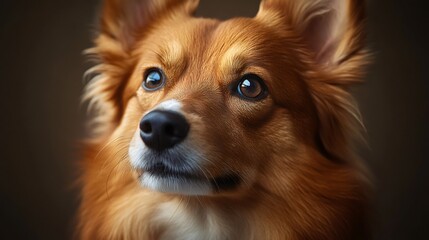 Naklejka premium Portrait of icelandic sheepdog looking up with hope