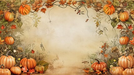 Autumn-Themed Invitation for Thanksgiving with Pumpkins