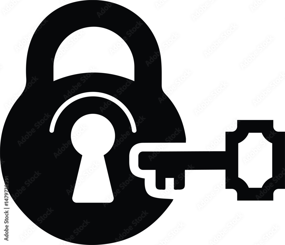 Aufkleber a clear vector illustration of a lock and key icon representing security and access control