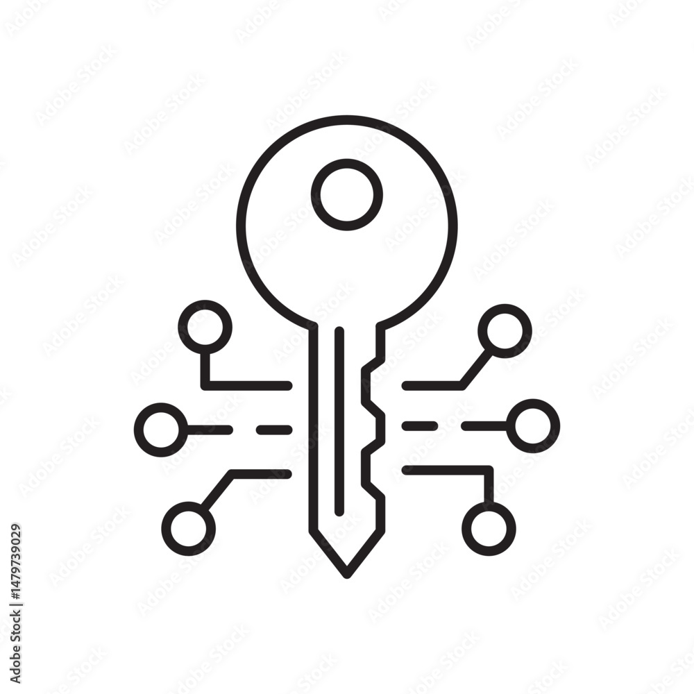 Aufkleber digital key icon. symbol of secure access and data encryption. vector illustration. editable stroke.