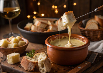 Cozy Cheese Fondue with Bread and Wine Pairing