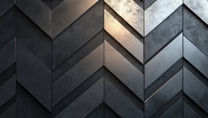 Dark, metallic chevron wall pattern