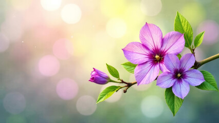 Spring Flower Poster with Soft Bokeh Background &ndash; Bright Floral Art for Wall Decor