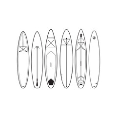 paddleboard on calm water minimalist line art design
