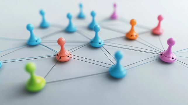 Colorful Network of Connected People or Ideas