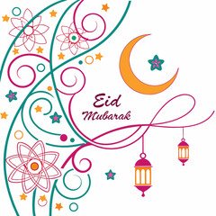 Eid mubarak and  islamic greeting card , poster, banner design, abstract vector illustration design