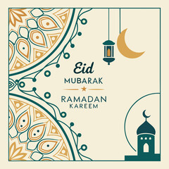 Eid mubarak and  islamic greeting card , poster, banner design, abstract vector illustration design