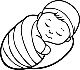Baby sleeping line art