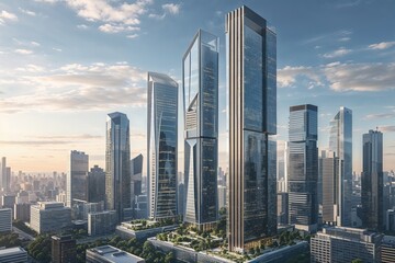 Obraz premium Striking Modern Business Towers and Urban Design in the City Skyline