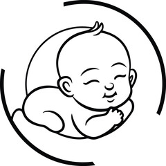 Baby sleeping line art