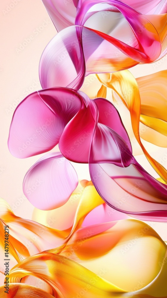 Poster abstract flowing forms in pink and gold tones close up artistic rendition modern design element eleg