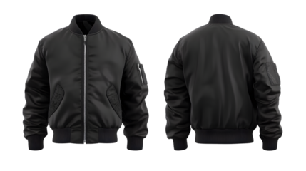 Black Bomber Jacket Mockup Front and Back Showcase