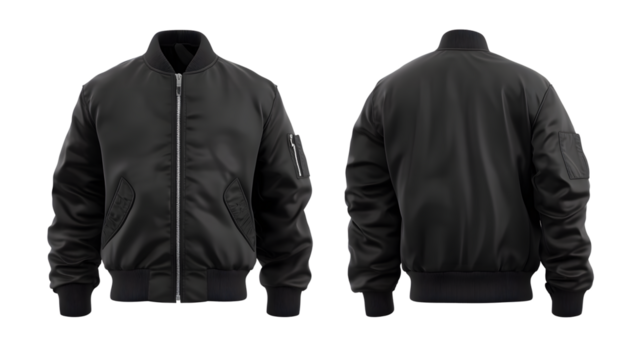 Black Bomber Jacket Mockup Front and Back Showcase