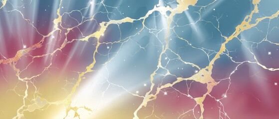 Fototapeta premium Elegant Pastel Marble Texture with Gold Veins and Light Rays Background Design