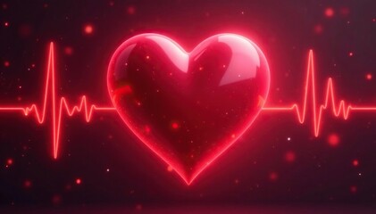 Close-up of a vibrant, red heart shape, pulsating with a soft, gentle glow , passion, soft light