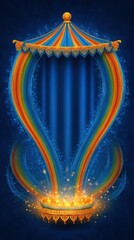 Magical Rainbow Circus Tent with Glowing Lights Festive Design