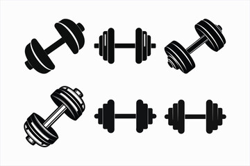 set of dumbbell silhouette vector illustration