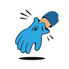 Obraz premium Cartoon hand with a blue glove