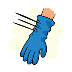 Obraz premium Cartoon hand with a blue glove