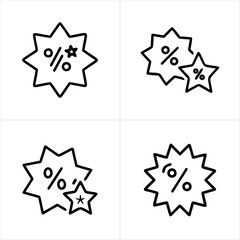 Discount Star Percentage & Star Icon icon set