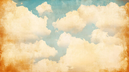 Sky Clouds with Textured Vintage Effect. Scenic Cloudscape Background