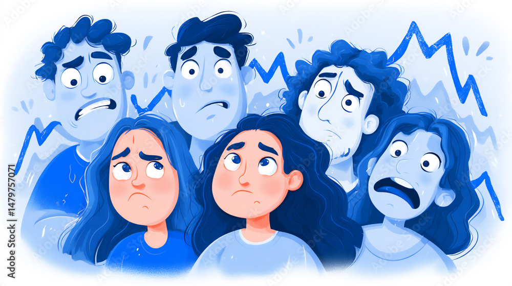 Aufkleber a stylized illustration using speech bubbles around an inflation graph, with different characters ex