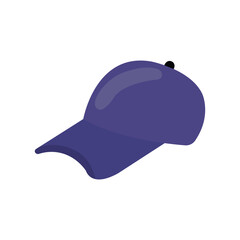 Flat vector of a blue baseball cap with curved brim, perfect for casual or sportswear design