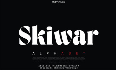 Fototapeta premium Luxury Skiwar alphabet letters font for logo