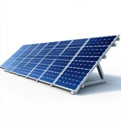 Solar panel array on white background for clean energy production in a sustainable future studio shot