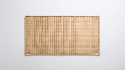Close-up of Natural Wicker Rattan Weave Texture on White Background
