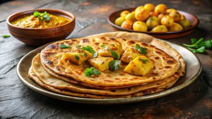 Aloo paratha on a plate