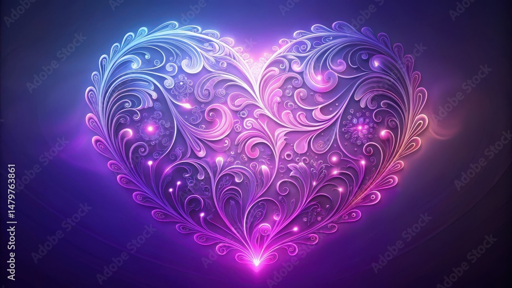 Canvas Prints pastel-colored neon heart with swirling patterns and intricate details