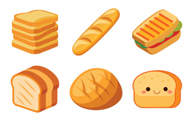 Set of bread vector object on white background 