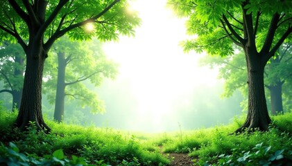 Obraz premium Lush green forest scene against a pure white background Ideal for eco-friendly projects , ecology, isolated, botanical