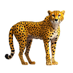 Majestic Cheetah Stance on Isolated Background Showing Beauty and Power
