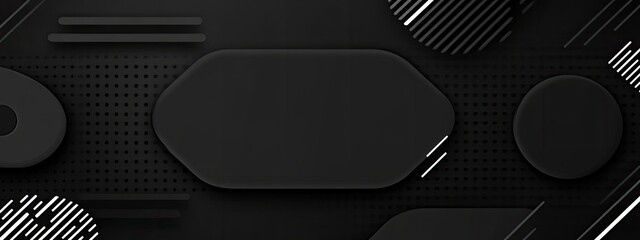Abstract black background with geometric shapes and white lines