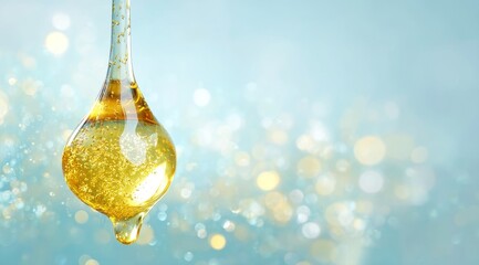 Golden Liquid Droplet Suspended in Mid-Air
