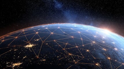Obraz premium Global Network Over Earth from Space