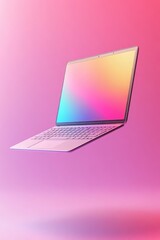 Modern laptop display with vibrant gradient colors.