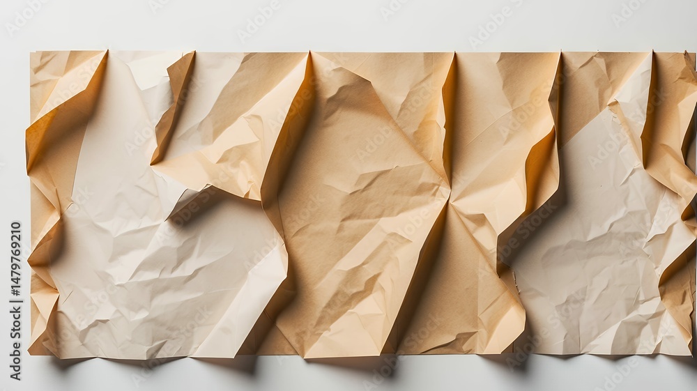 Poster abstract background featuring textured and folded kraft paper with light and shadows patterns