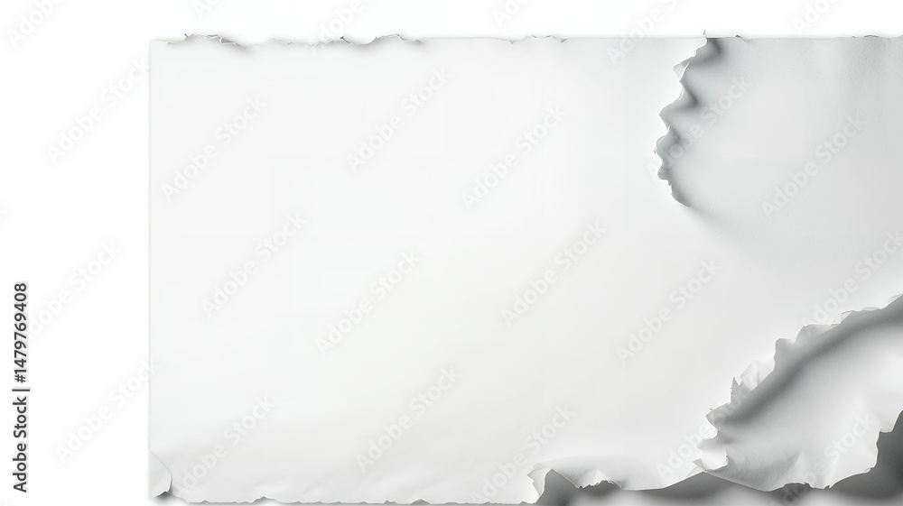 Poster minimalist image of torn paper with soft shadows, creating depth and a tactile feel to the texture.