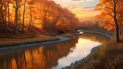 Fall Foliage by the Meandering Stream