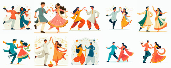 illustration of Indian people dancing