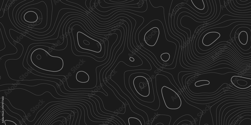 Poster mountain topographic terrain map background with white shape lines texture.abstract line art backgro