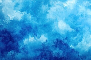Abstract watercolor painting in shades of blue.  Soft, blended hues create cloudscapes.  Deep blues and lighter tones blend smoothly