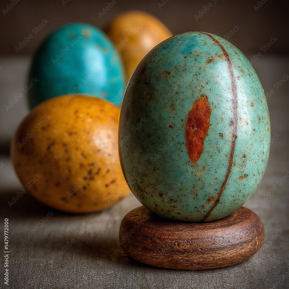 Poster a close-up of the smooth, cool surface of a polished sea stone with subtle color variations and patt