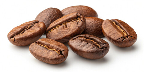 Fototapeta premium Set of fresh roasted coffee beans isolated on white background images light background